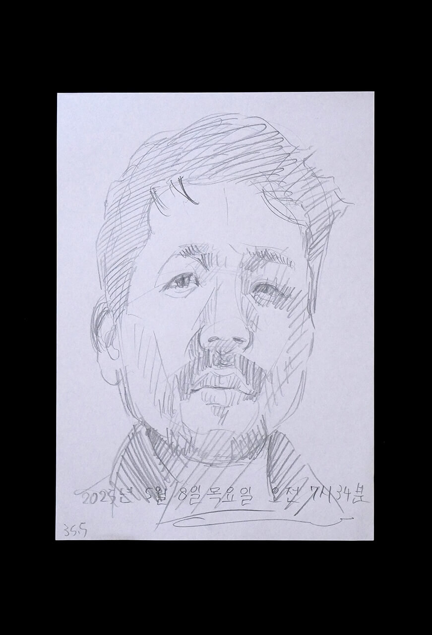 Contemporary artist SHINTAKU Tomoni's 2025/5/8 Self-portrait or pencil drawing
