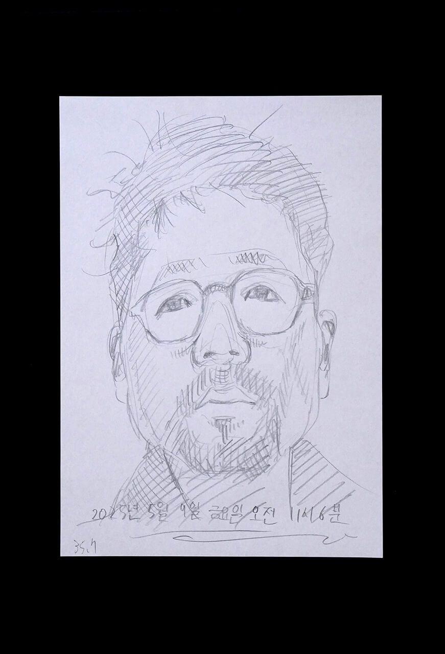 Contemporary artist SHINTAKU Tomoni's 2025/5/9 Self-portrait or pencil drawing