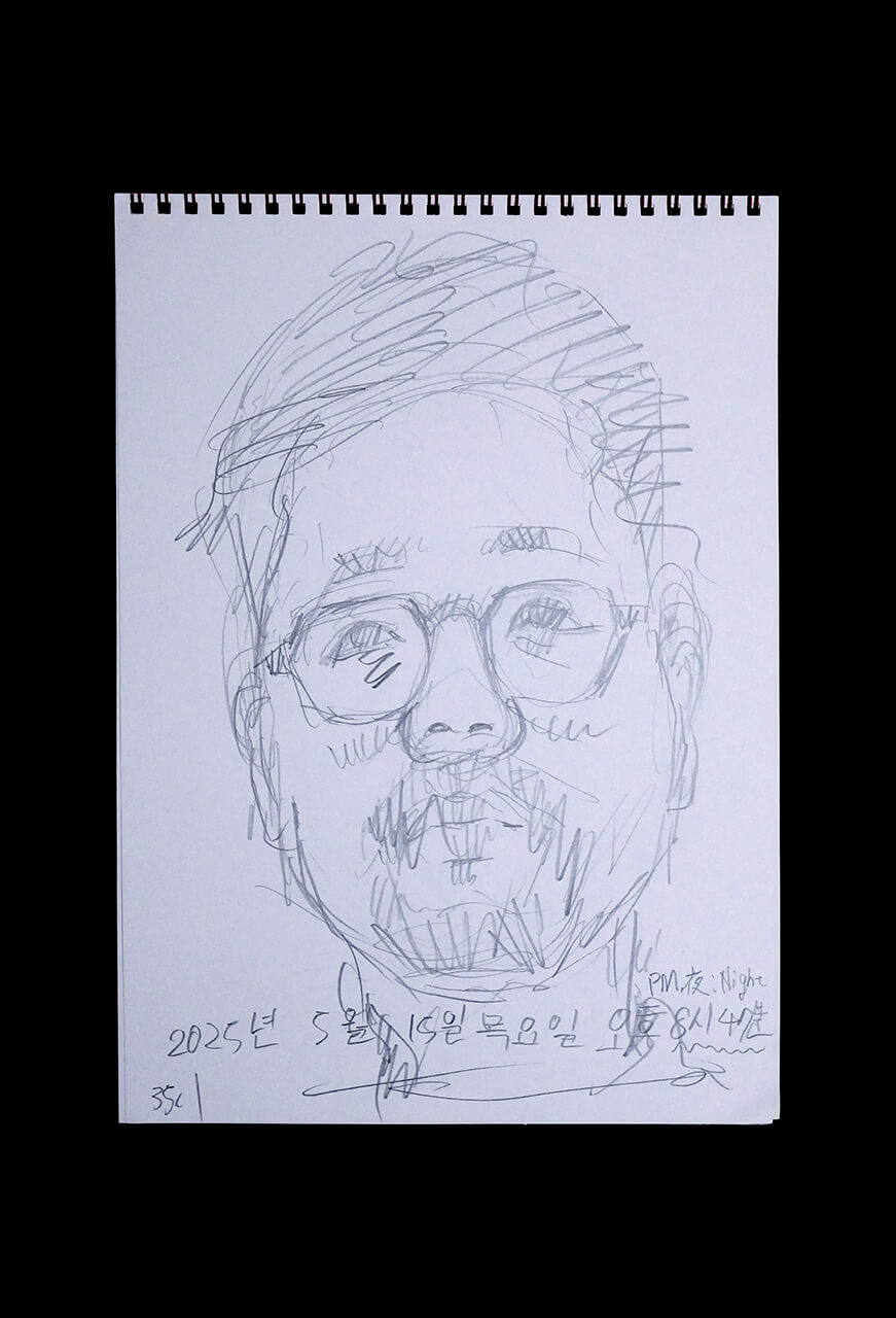 Contemporary artist SHINTAKU Tomoni's 2025/5/15 Self-portrait or pencil drawing