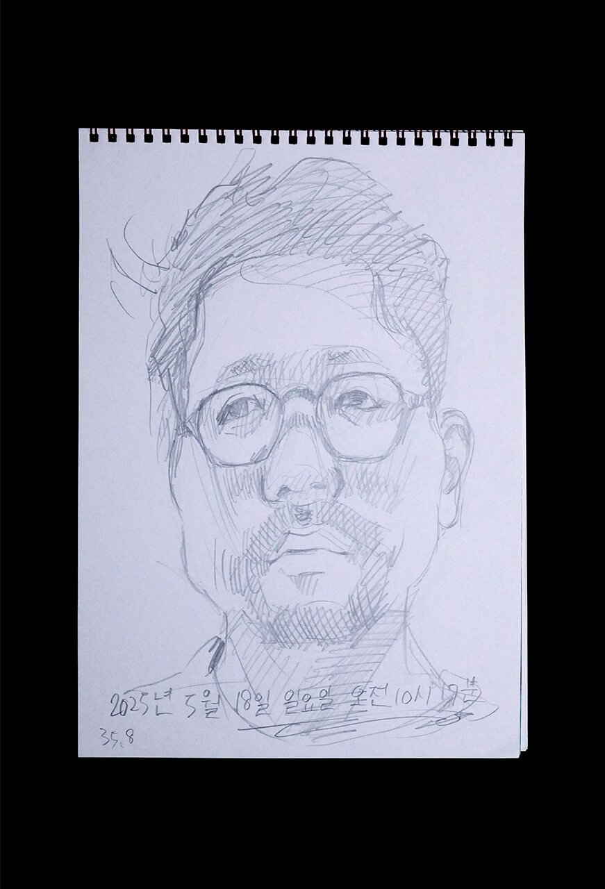 Contemporary artist SHINTAKU Tomoni's 2025/5/18 Self-portrait or pencil drawing