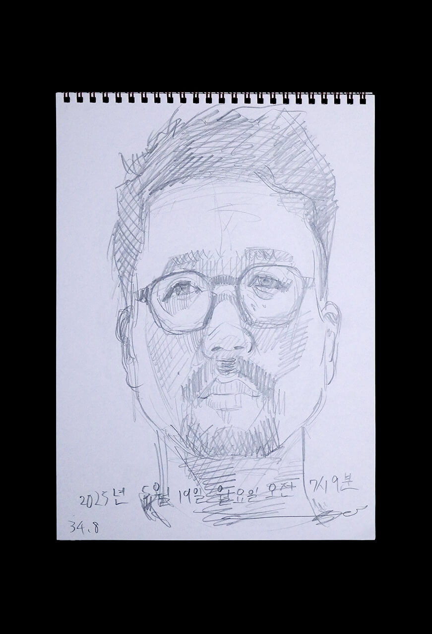 Contemporary artist SHINTAKU Tomoni's 2025/5/19 Self-portrait or pencil drawing