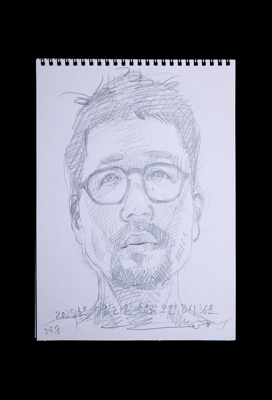 Contemporary artist SHINTAKU Tomoni's 2025/5/21 Self-portrait or pencil drawing