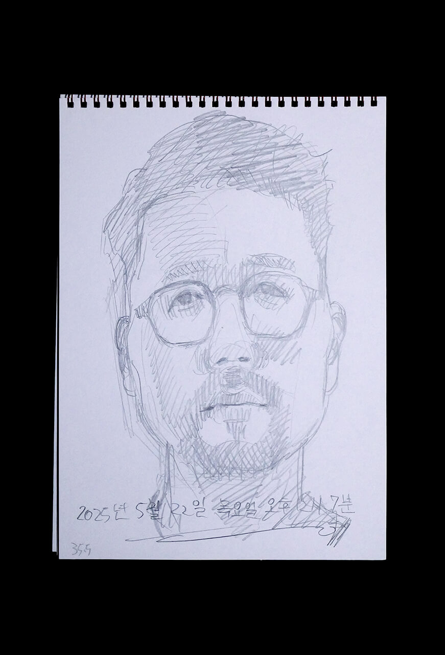 Contemporary artist SHINTAKU Tomoni's 2025/5/22 Self-portrait or pencil drawing