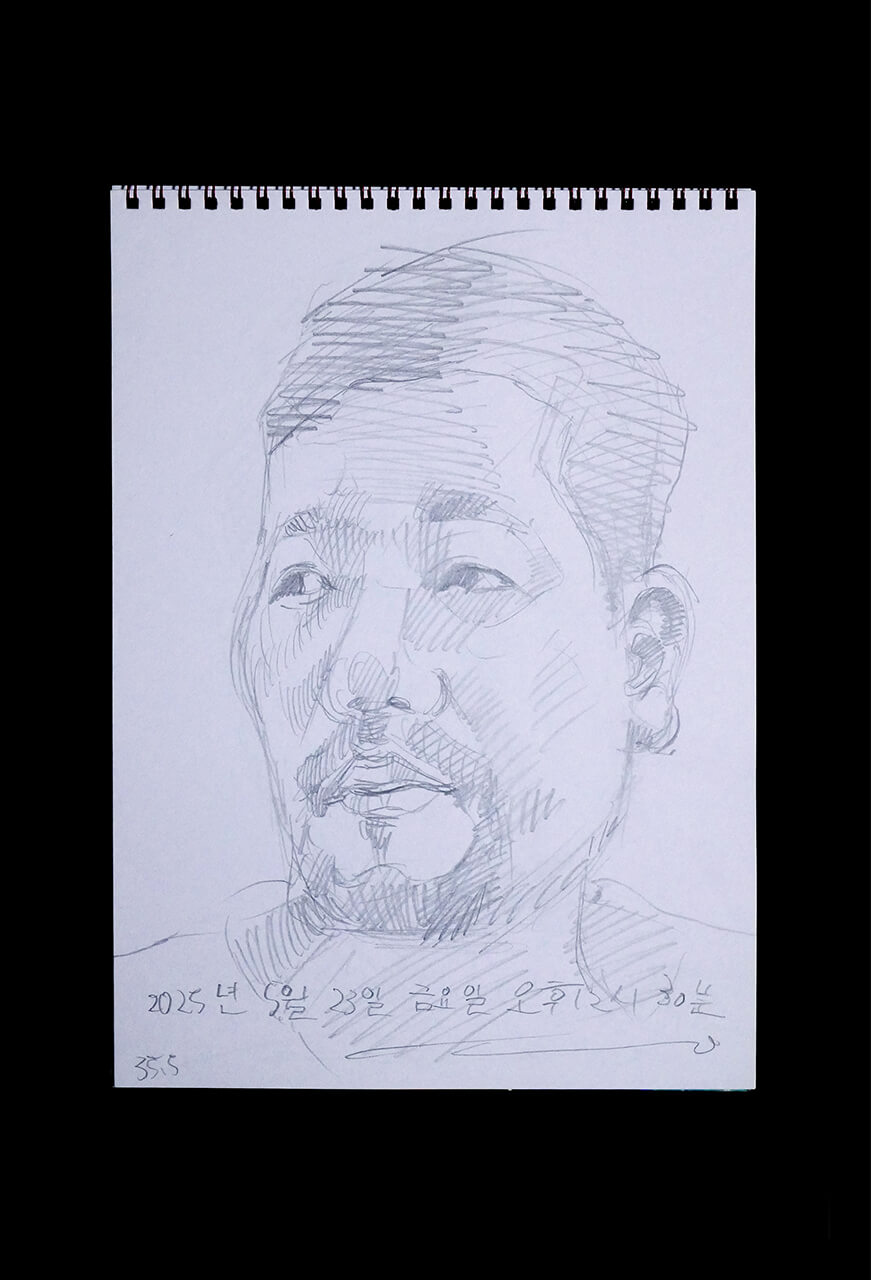 Contemporary artist SHINTAKU Tomoni's 2025/5/23 Self-portrait or pencil drawing