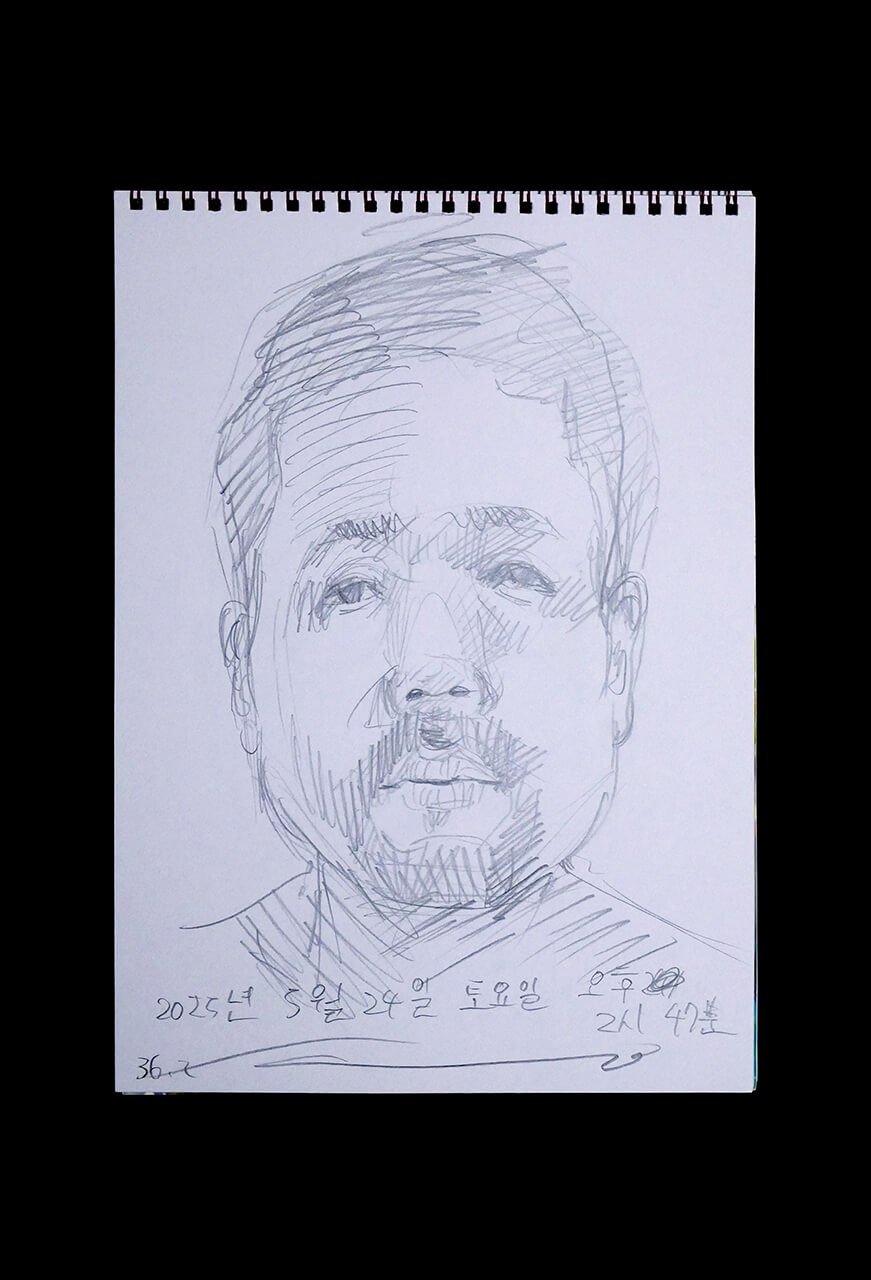 Contemporary artist SHINTAKU Tomoni's 2025/5/24 Self-portrait or pencil drawing