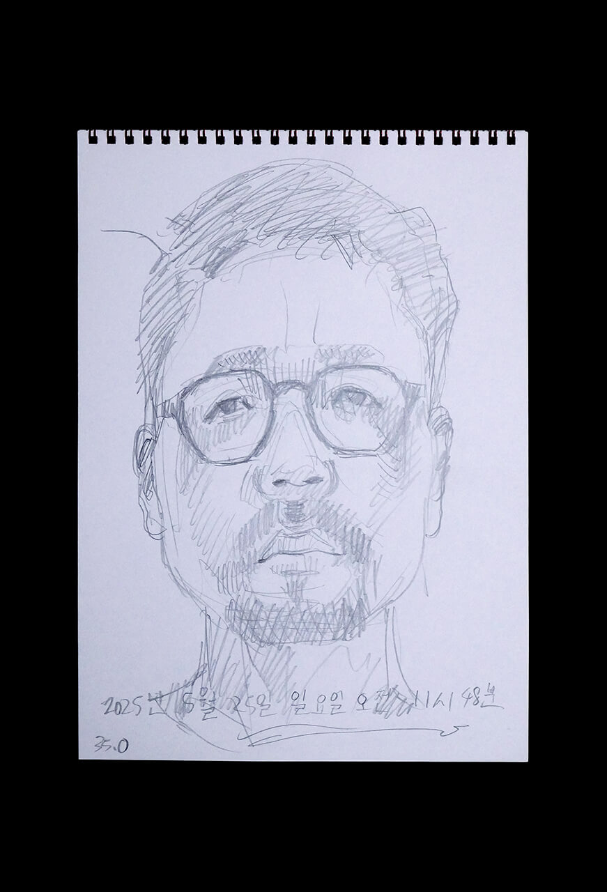 Contemporary artist SHINTAKU Tomoni's 2025/5/25 Self-portrait or pencil drawing