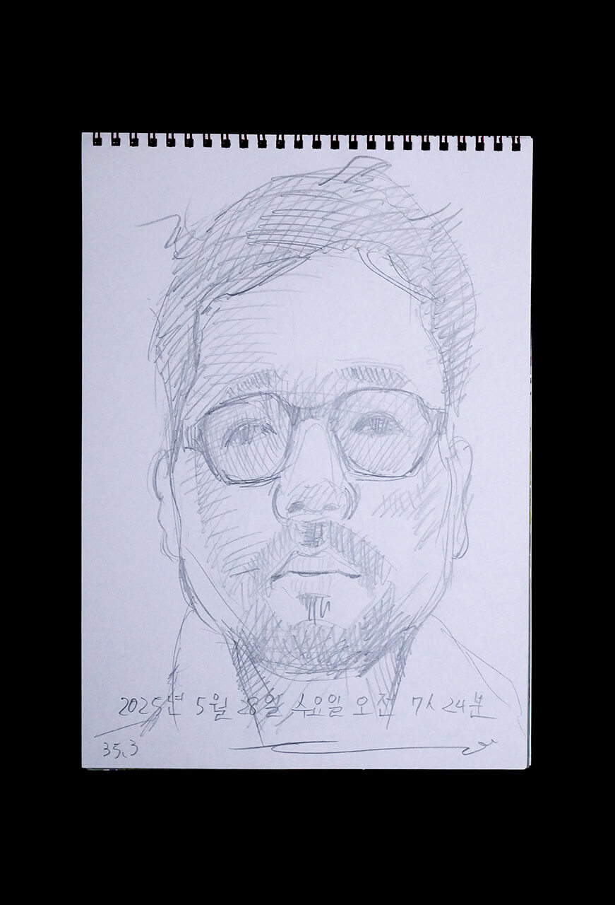 Contemporary artist SHINTAKU Tomoni's 2025/5/28 Self-portrait or pencil drawing