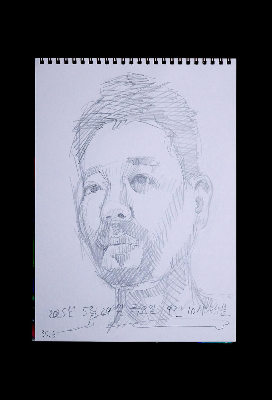Contemporary artist SHINTAKU Tomoni's 2025/5/29 Self-portrait or pencil drawing