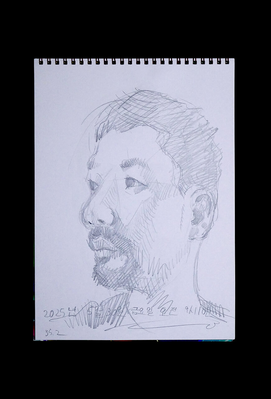 Contemporary artist SHINTAKU Tomoni's 2025/5/30 Self-portrait or pencil drawing