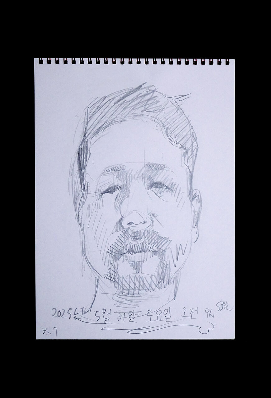 Contemporary artist SHINTAKU Tomoni's 2025/5/31 Self-portrait or pencil drawing