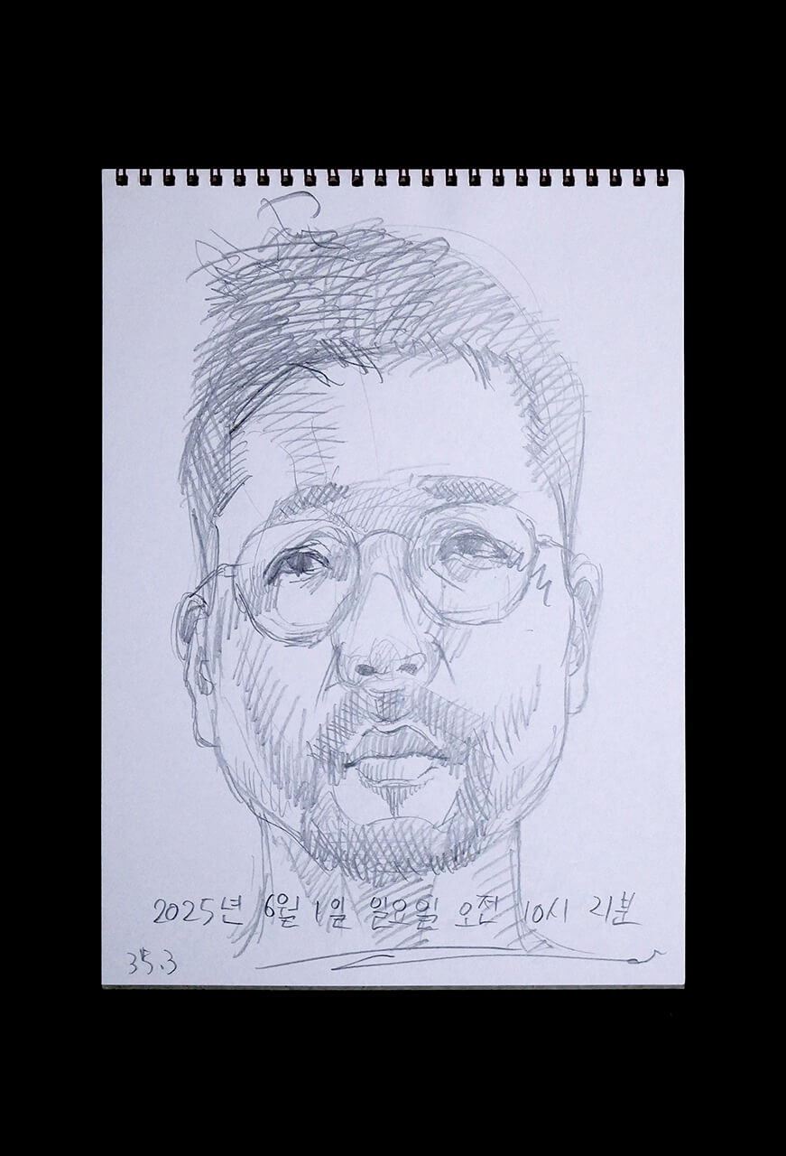 Contemporary artist SHINTAKU Tomoni's 2025/6/1 Self-portrait or pencil drawing