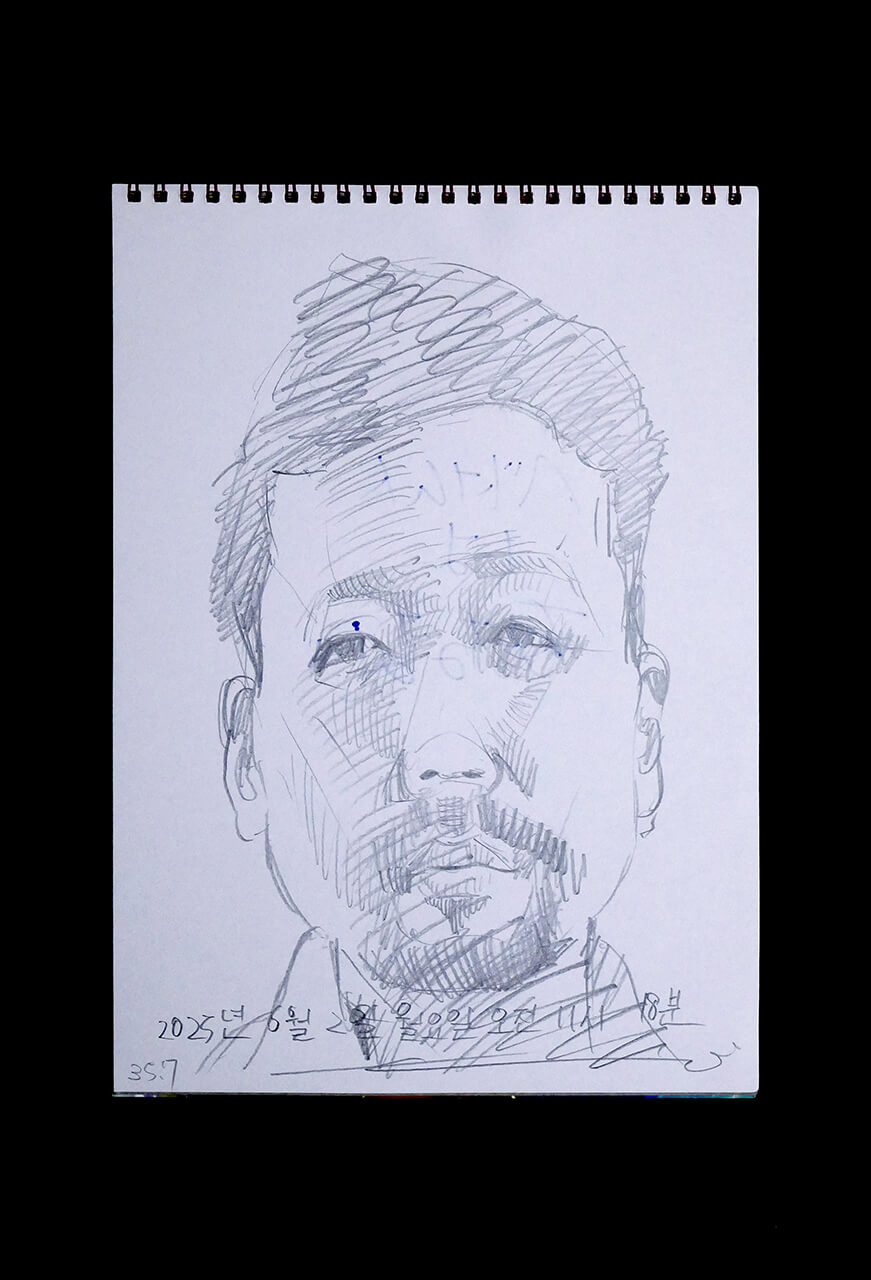 Contemporary artist SHINTAKU Tomoni's 2025/6/2 Self-portrait or pencil drawing