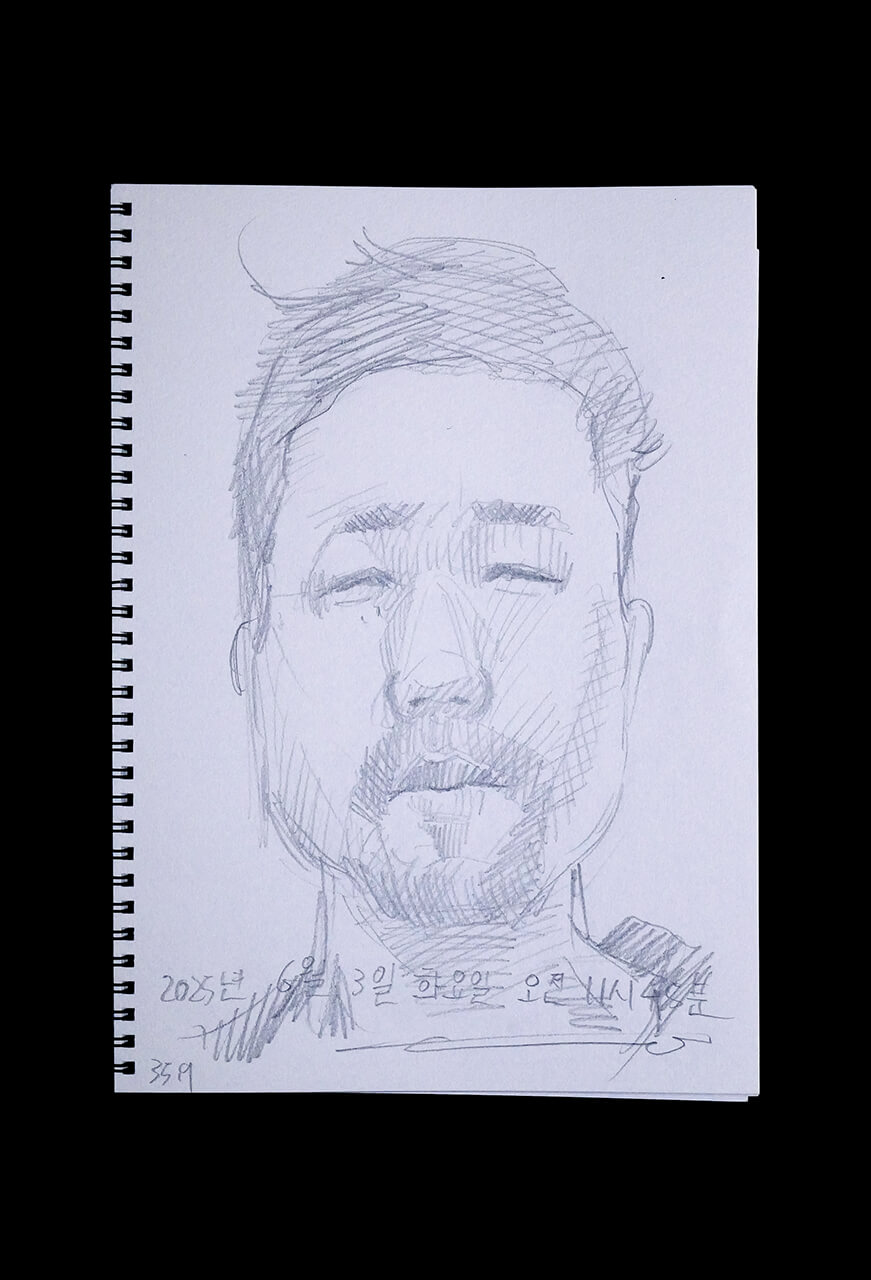 Contemporary artist SHINTAKU Tomoni's 2025/6/3 Self-portrait or pencil drawing