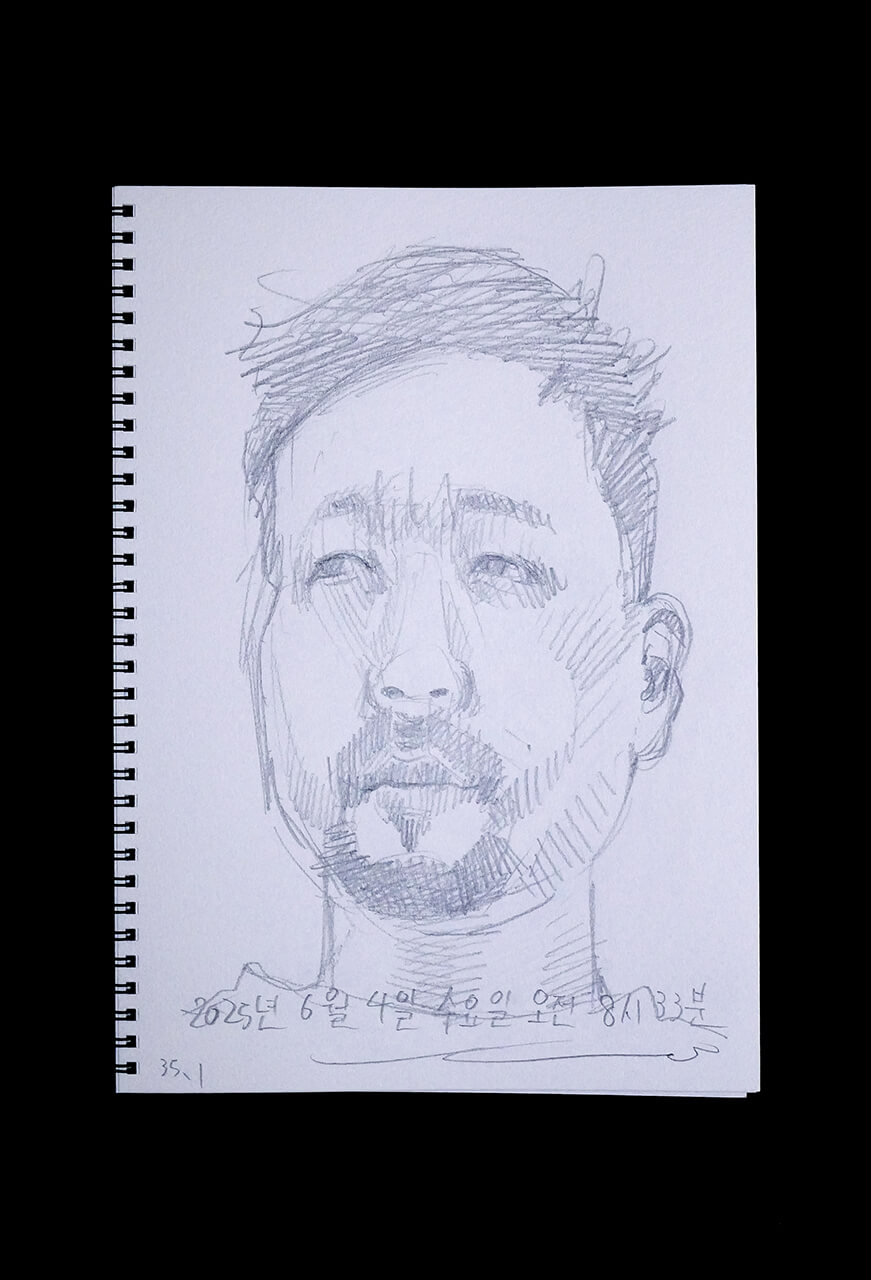 Contemporary artist SHINTAKU Tomoni's 2025/6/4 Self-portrait or pencil drawing