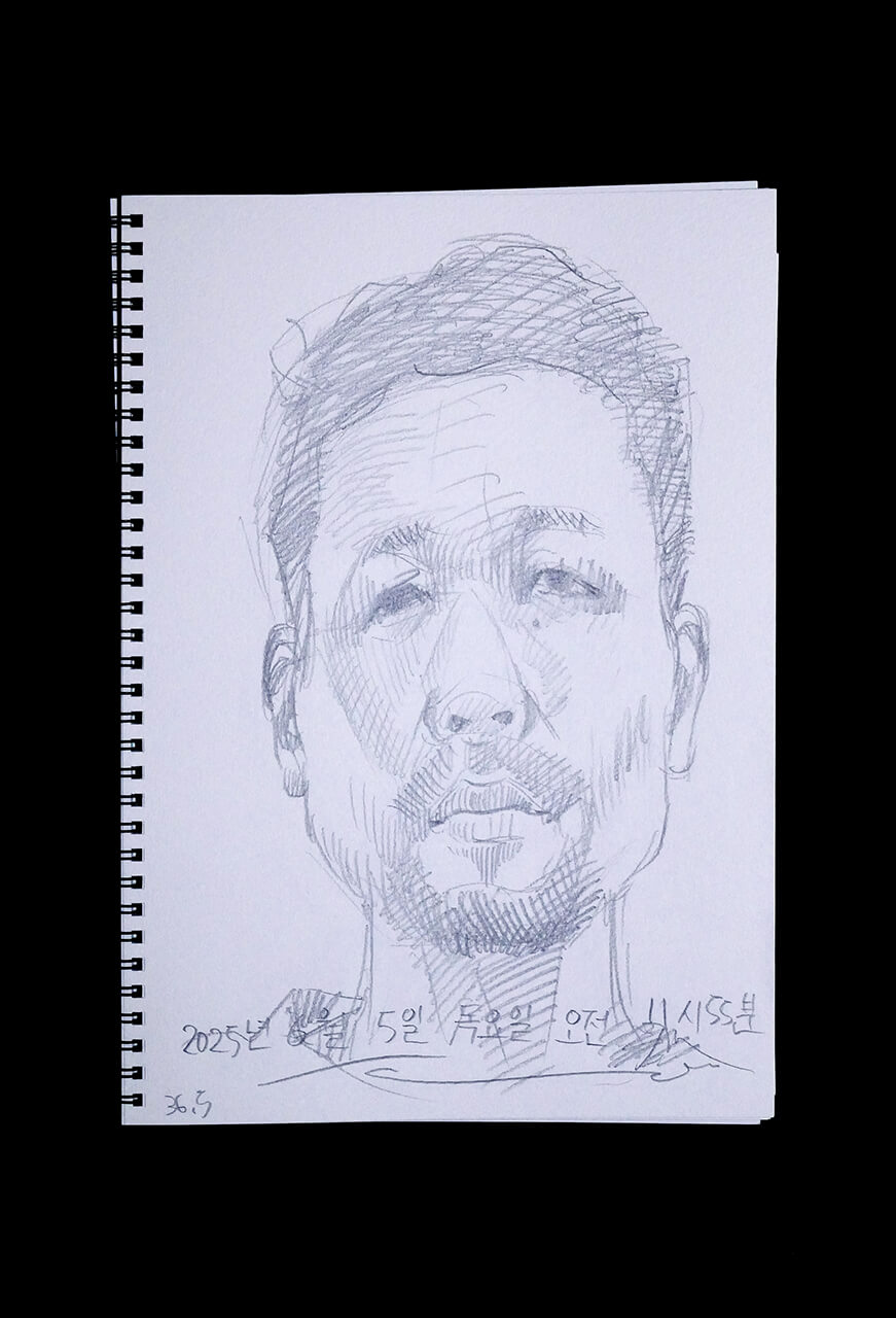 Contemporary artist SHINTAKU Tomoni's 2025/6/5 Self-portrait or pencil drawing