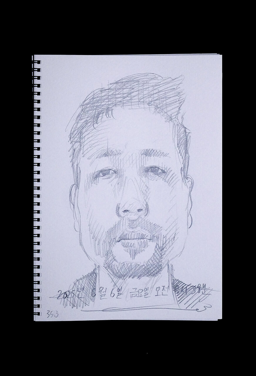 Contemporary artist SHINTAKU Tomoni's 2025/6/6 Self-portrait or pencil drawing