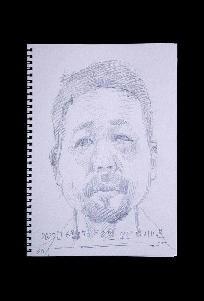 Contemporary artist SHINTAKU Tomoni's 2025/6/7 Self-portrait or pencil drawing