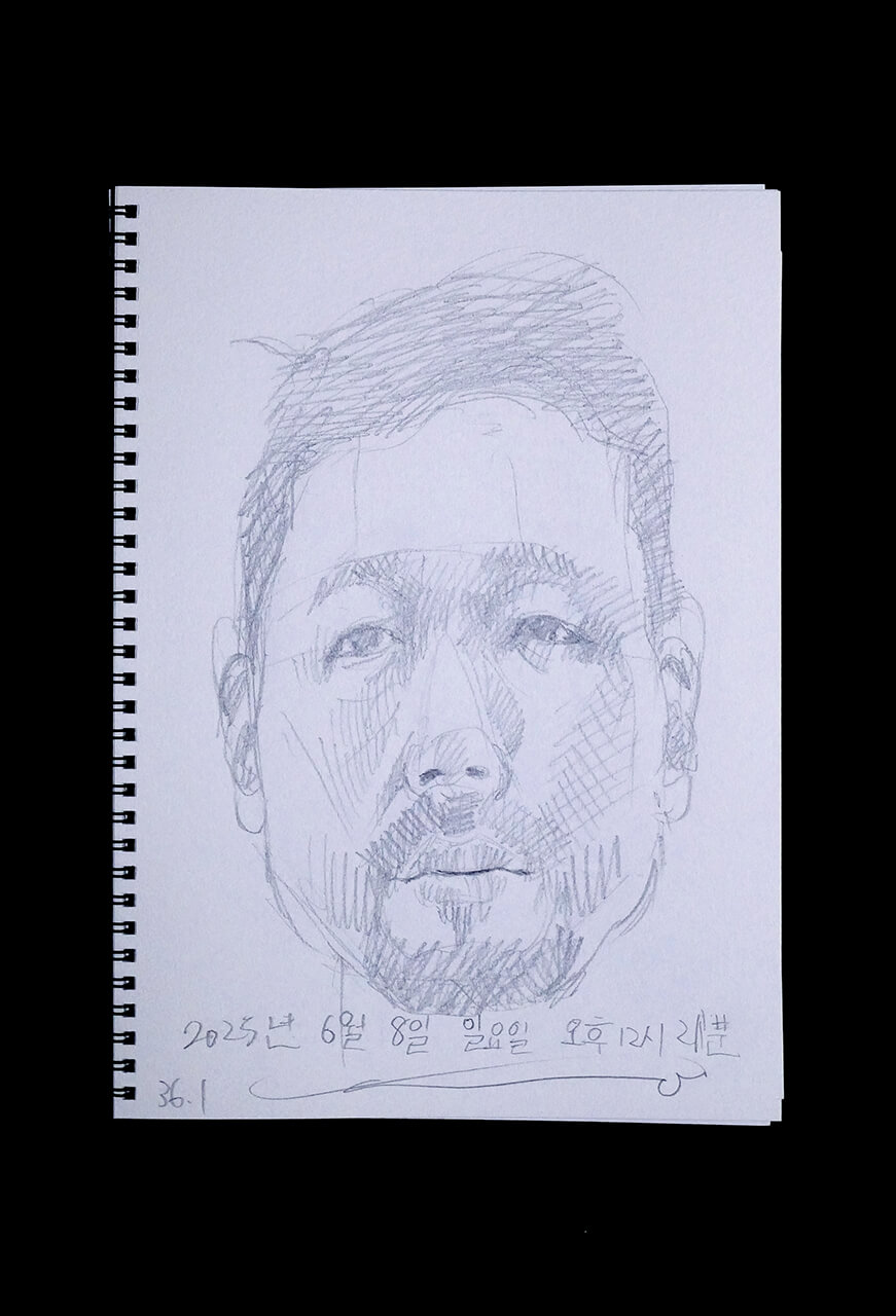 Contemporary artist SHINTAKU Tomoni's 2025/6/8 Self-portrait or pencil drawing