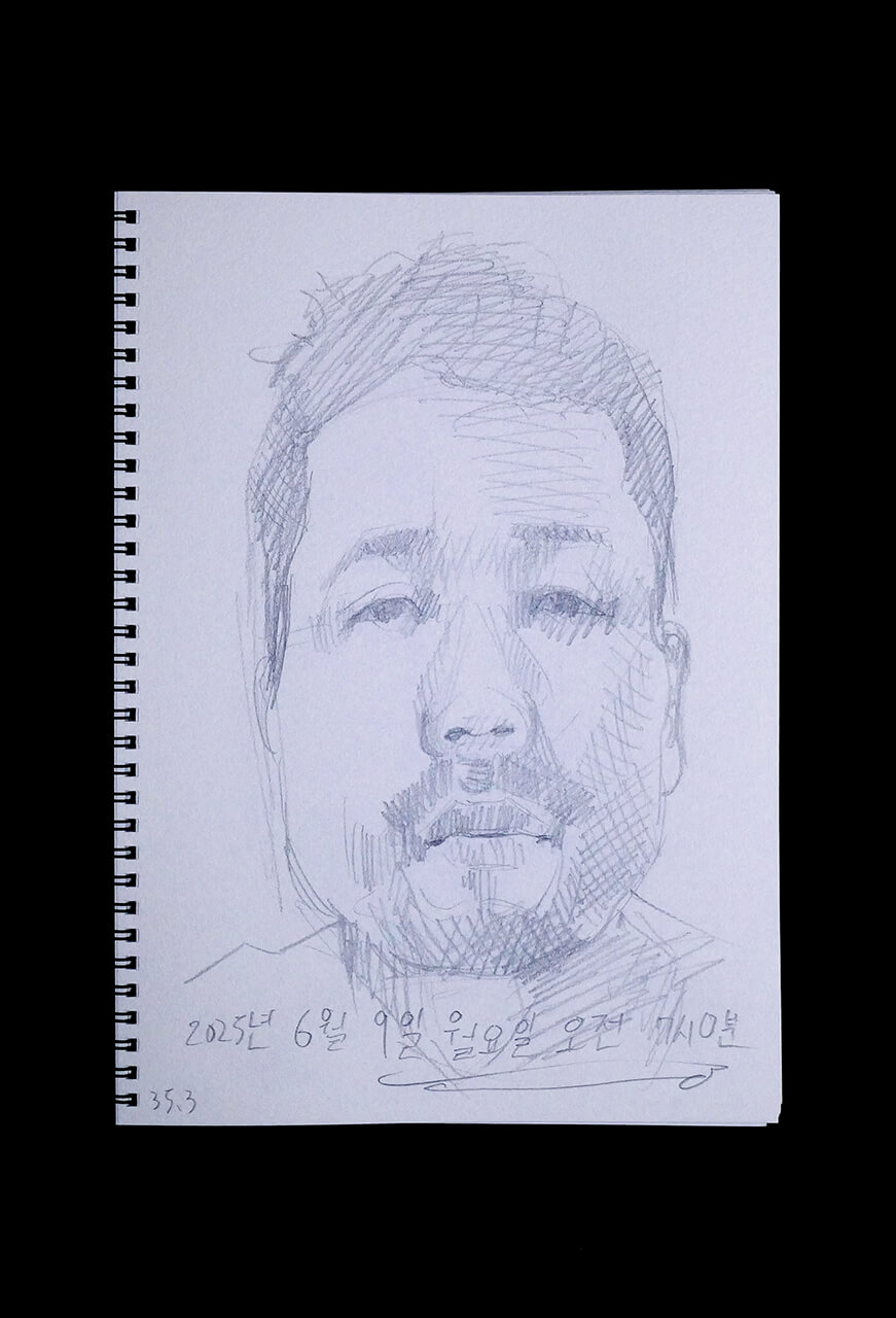 Contemporary artist SHINTAKU Tomoni's 2025/6/9 Self-portrait or pencil drawing