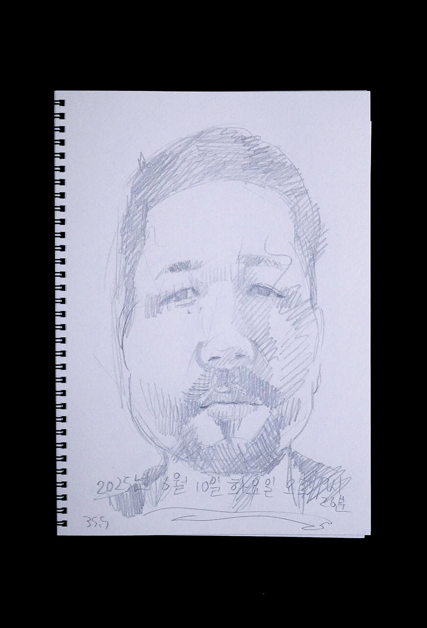Contemporary artist SHINTAKU Tomoni's 2025/6/10 Self-portrait or pencil drawing