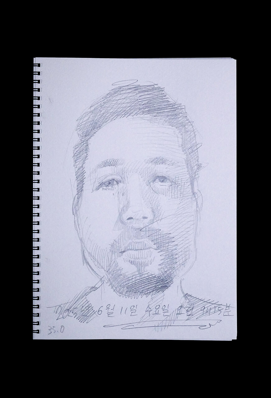Contemporary artist SHINTAKU Tomoni's 2025/6/11 Self-portrait or pencil drawing
