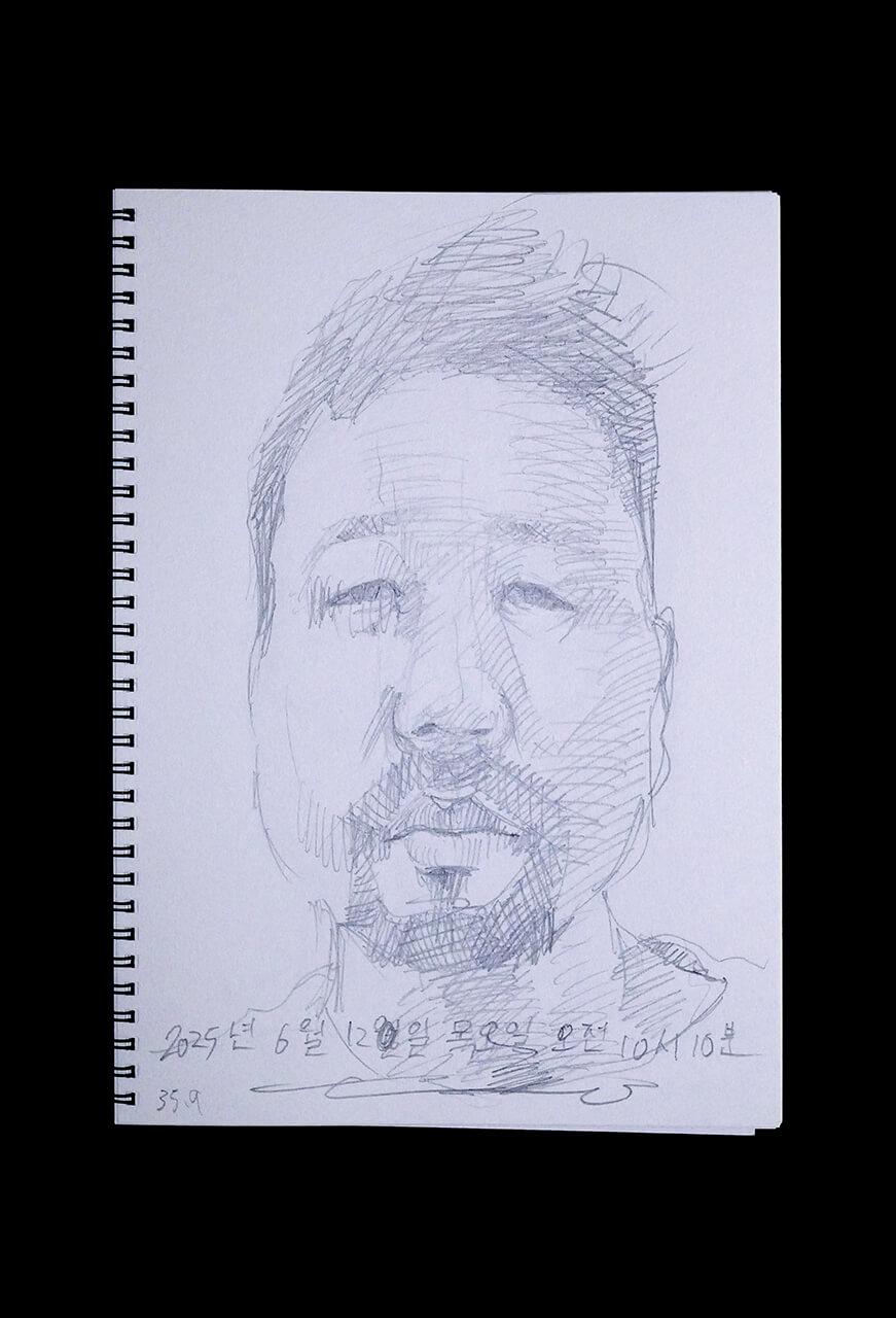 Contemporary artist SHINTAKU Tomoni's 2025/6/12 Self-portrait or pencil drawing
