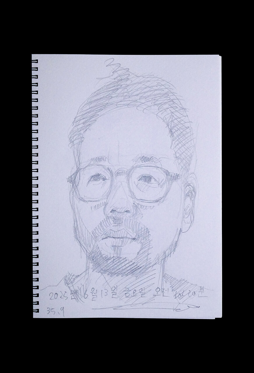 Contemporary artist SHINTAKU Tomoni's 2025/6/13 Self-portrait or pencil drawing