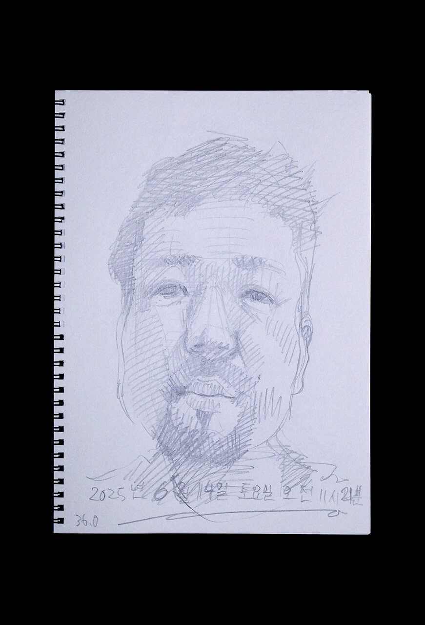 Contemporary artist SHINTAKU Tomoni's 2025/6/14 Self-portrait or pencil drawing