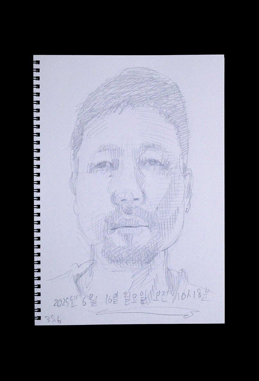 Contemporary artist SHINTAKU Tomoni's 2025/6/16 Self-portrait or pencil drawing