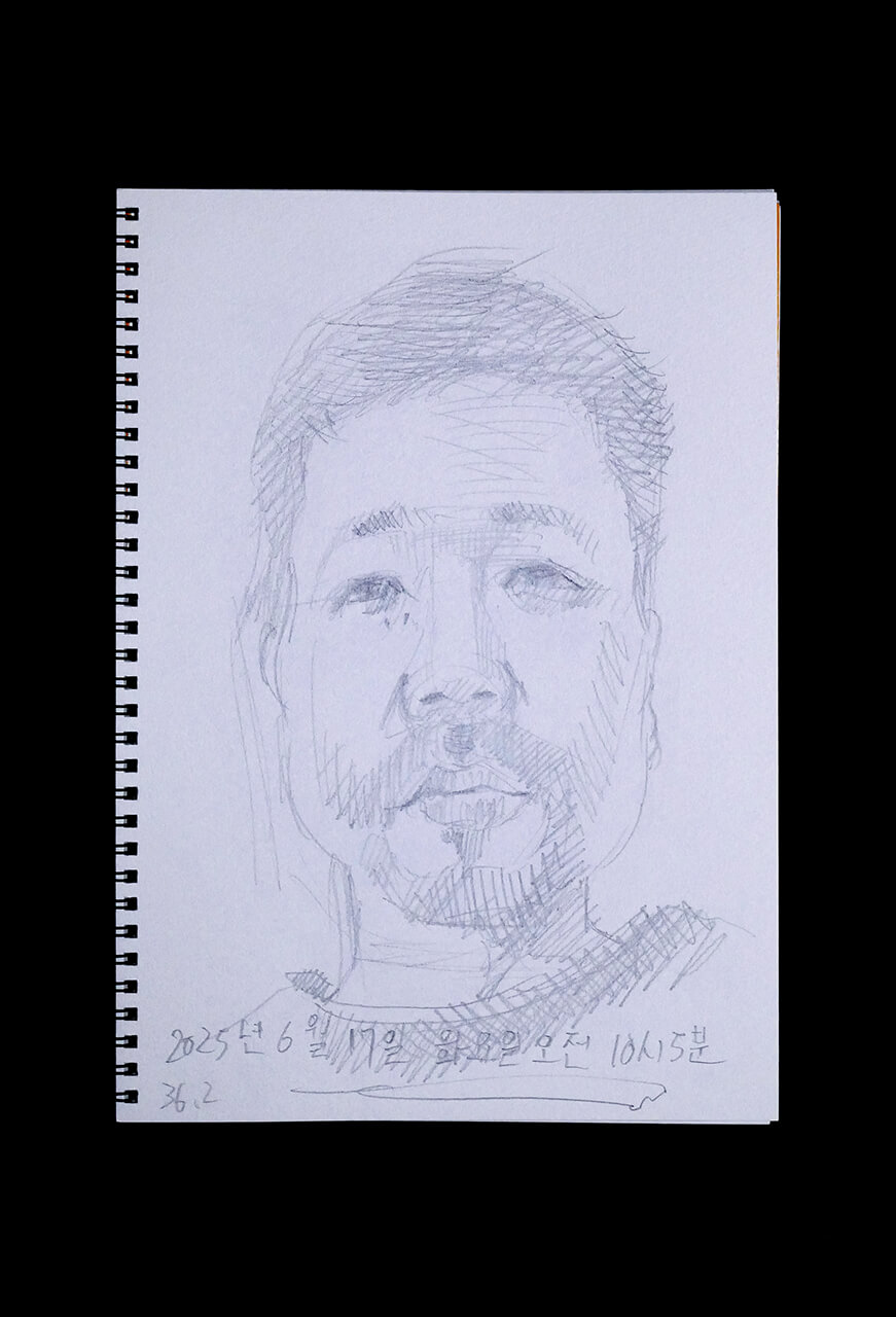 Contemporary artist SHINTAKU Tomoni's 2025/6/17 Self-portrait or pencil drawing