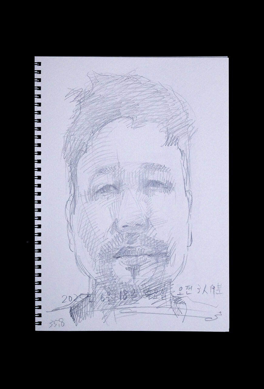 Contemporary artist SHINTAKU Tomoni's 2025/6/18 Self-portrait or pencil drawing