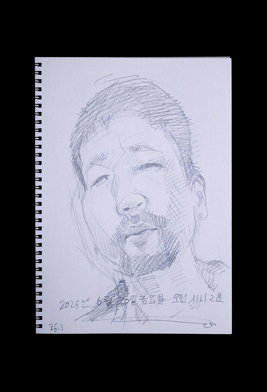 Contemporary artist SHINTAKU Tomoni's 2025/6/20 Self-portrait or pencil drawing