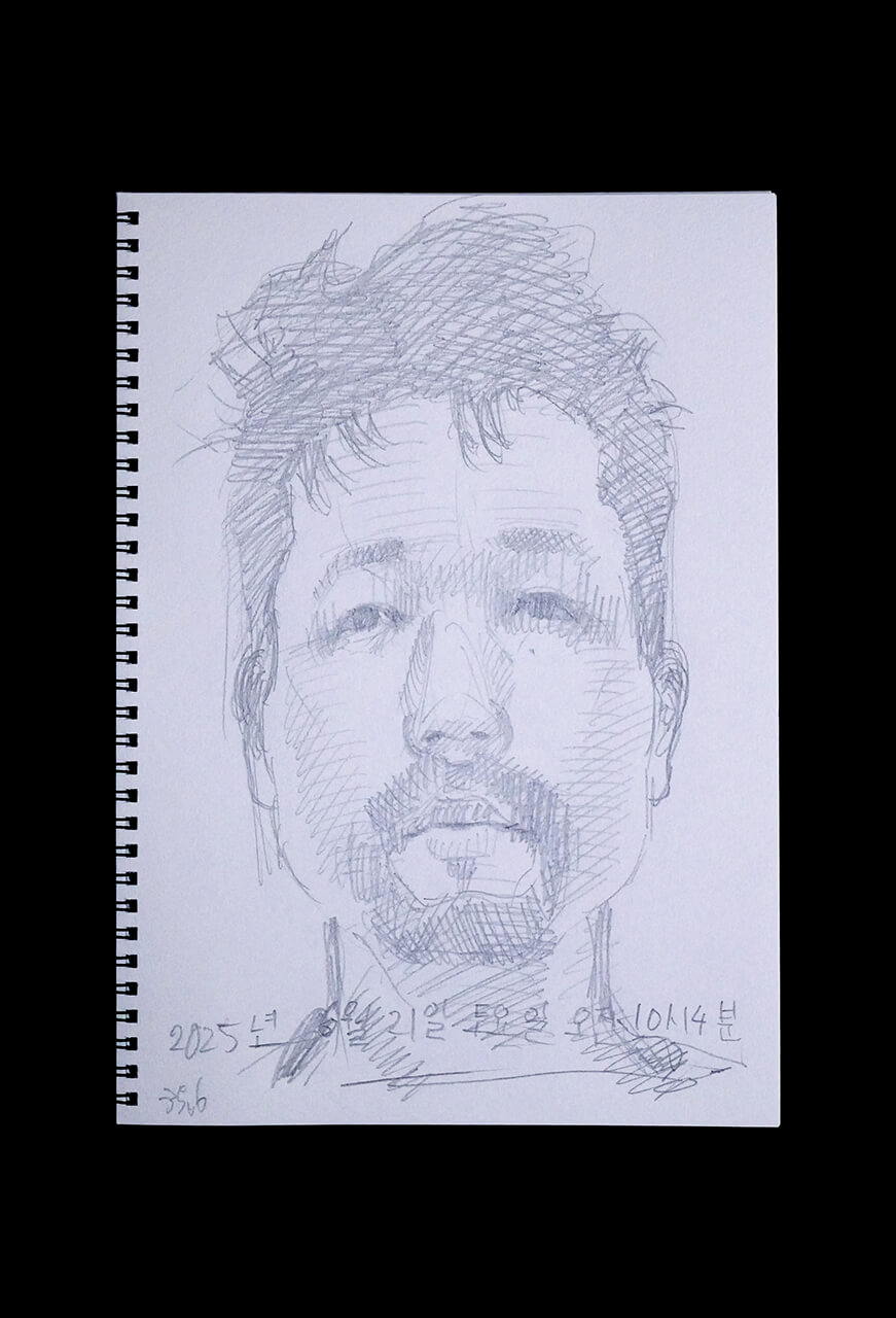 Contemporary artist SHINTAKU Tomoni's 2025/6/21 Self-portrait or pencil drawing