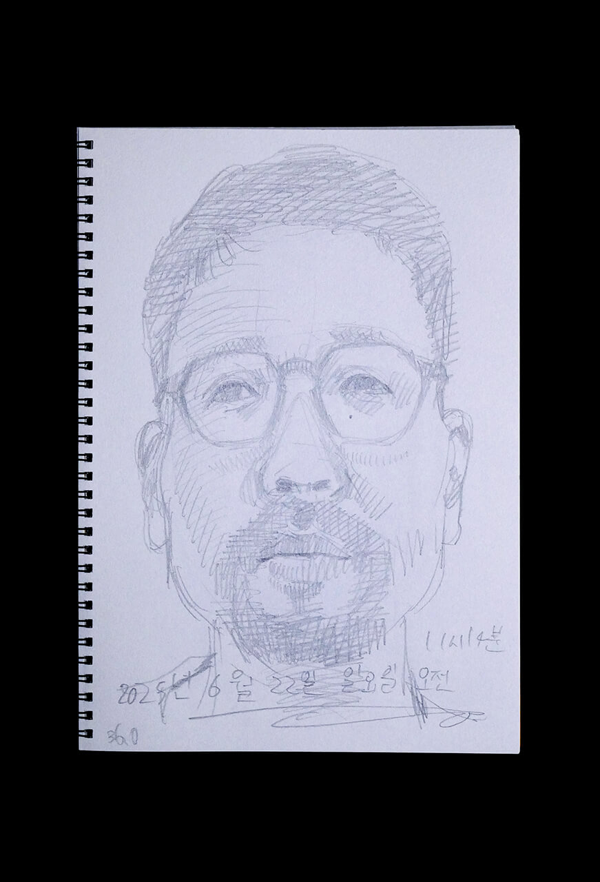 Contemporary artist SHINTAKU Tomoni's 2025/6/22 Self-portrait or pencil drawing