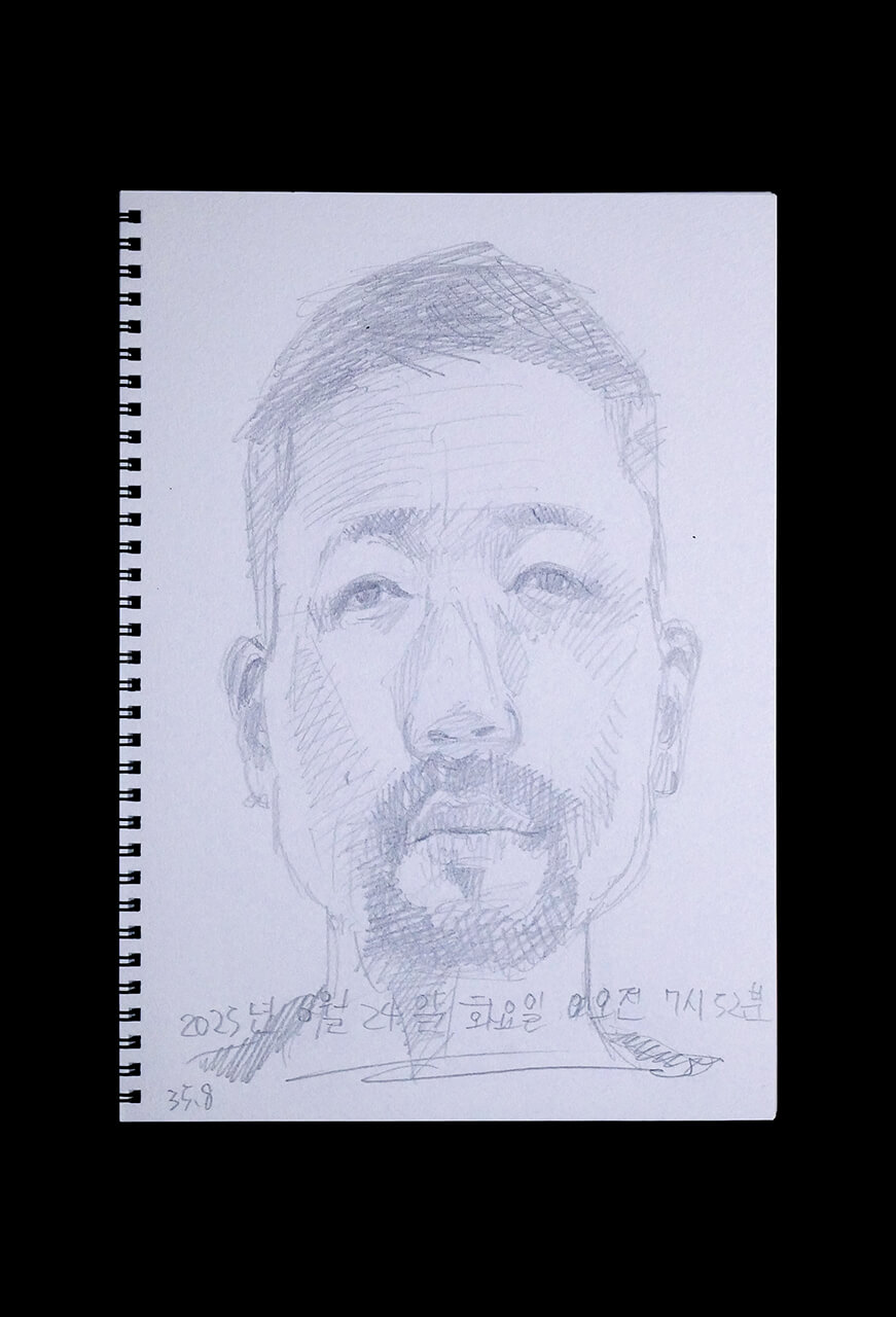 Contemporary artist SHINTAKU Tomoni's 2025/6/24 Self-portrait or pencil drawing