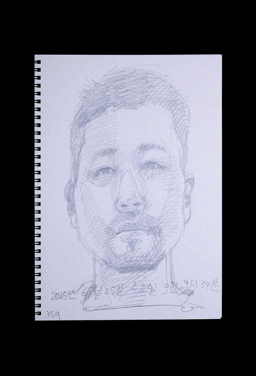Contemporary artist SHINTAKU Tomoni's 2025/6/25 Self-portrait or pencil drawing