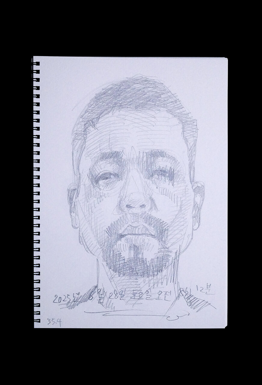 Contemporary artist SHINTAKU Tomoni's 2025/6/28 Self-portrait or pencil drawing