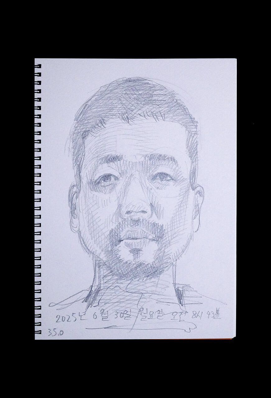 Contemporary artist SHINTAKU Tomoni's 2025/6/30 Self-portrait or pencil drawing