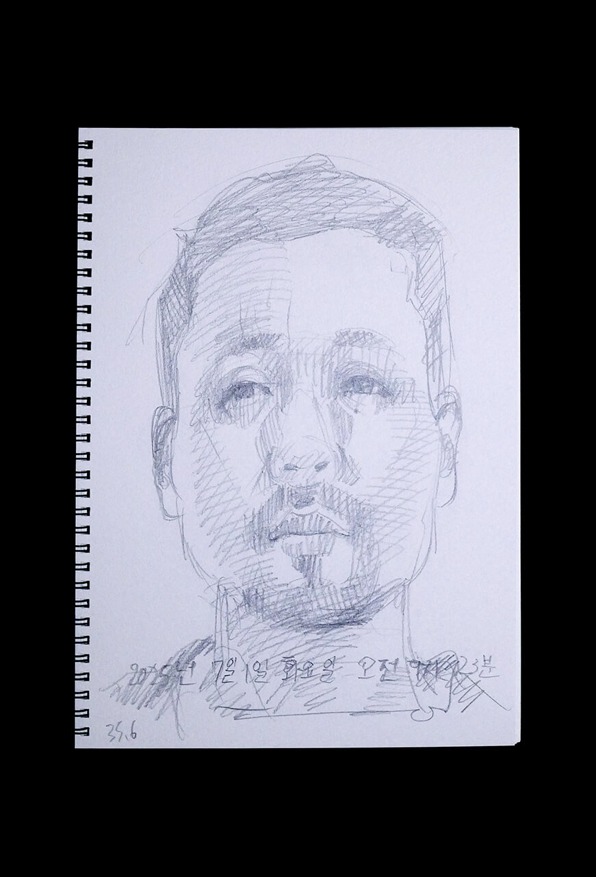 Contemporary artist SHINTAKU Tomoni's 2025/7/1 Self-portrait or pencil drawing
