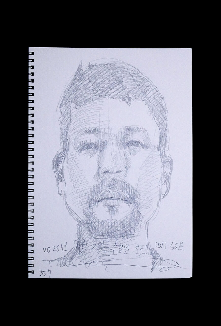 Contemporary artist SHINTAKU Tomoni's 2025/7/2 Self-portrait or pencil drawing