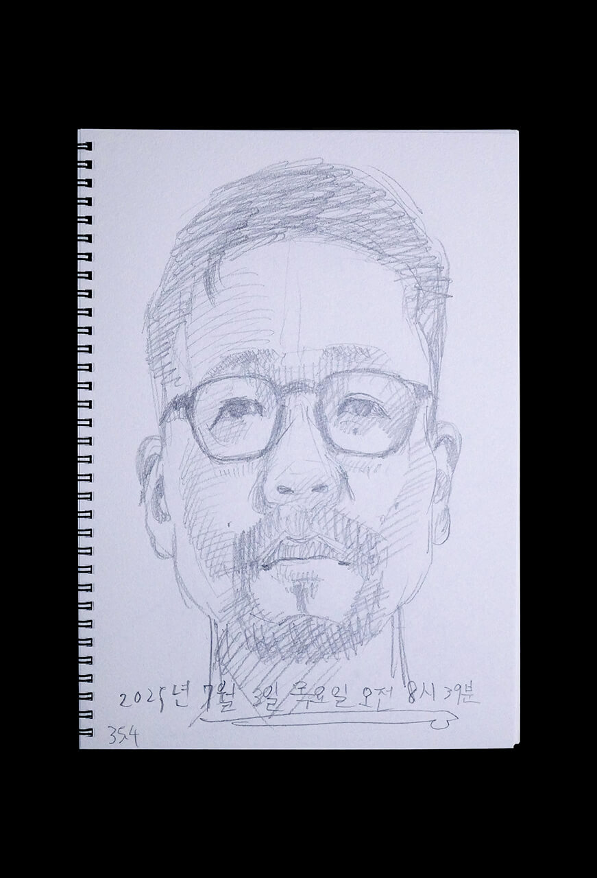 Contemporary artist SHINTAKU Tomoni's 2025/7/3 Self-portrait or pencil drawing