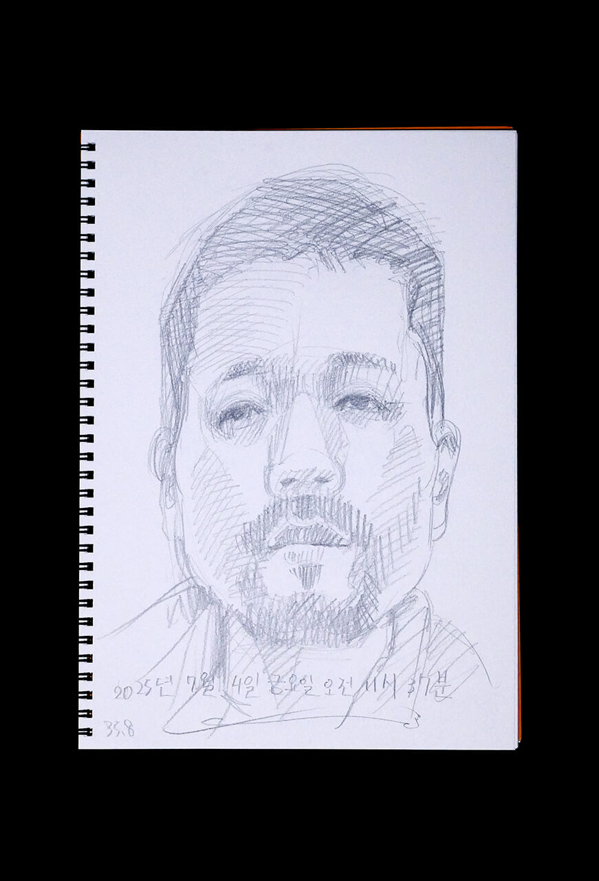 Contemporary artist SHINTAKU Tomoni's 2025/7/4 Self-portrait or pencil drawing