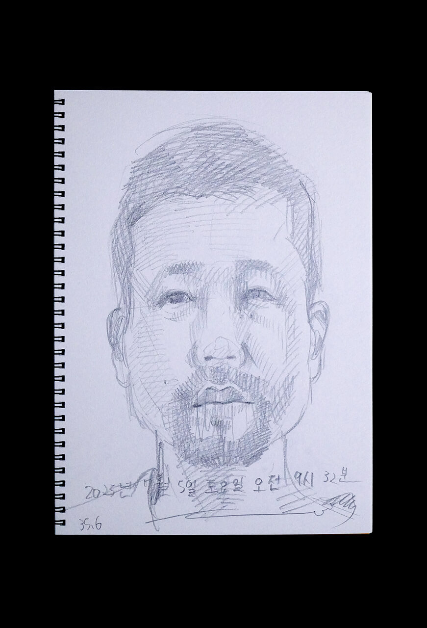 Contemporary artist SHINTAKU Tomoni's 2025/7/5 Self-portrait or pencil drawing