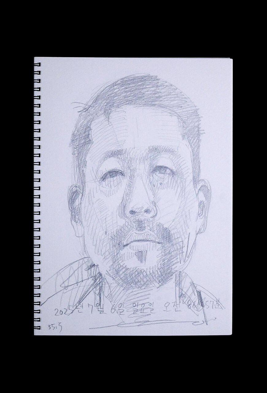 Contemporary artist SHINTAKU Tomoni's 2025/7/6 Self-portrait or pencil drawing