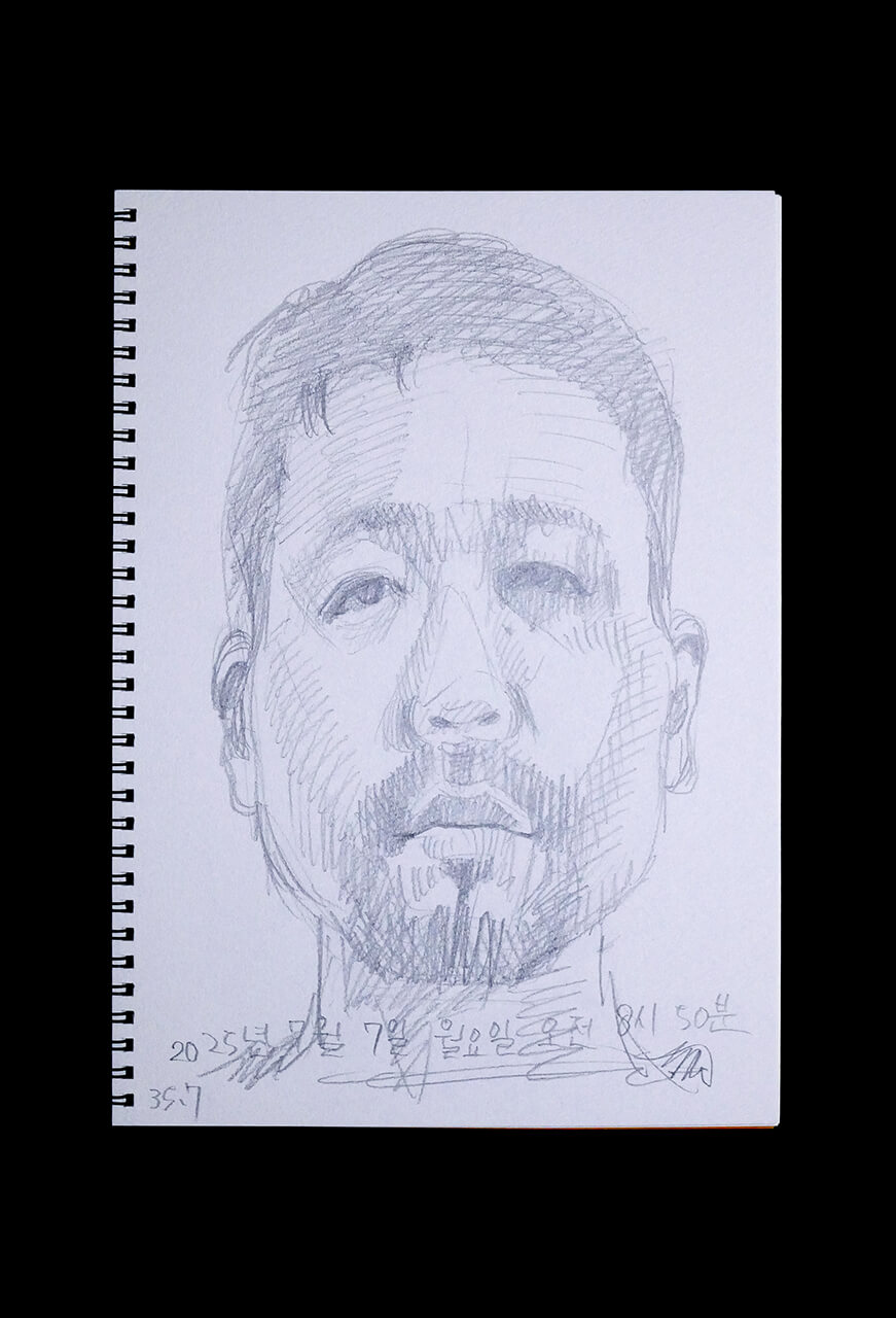 Contemporary artist SHINTAKU Tomoni's 2025/7/7 Self-portrait or pencil drawing