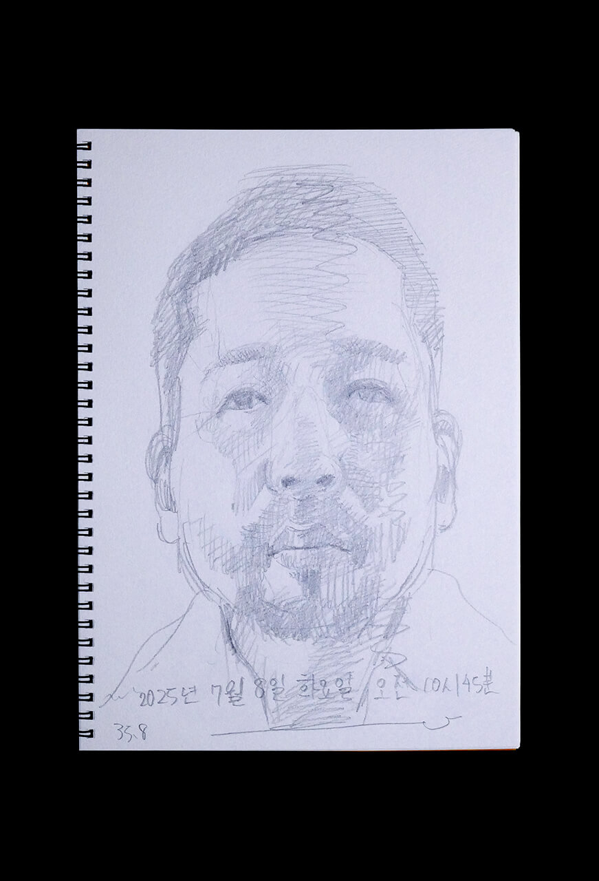 Contemporary artist SHINTAKU Tomoni's 2025/7/8 Self-portrait or pencil drawing