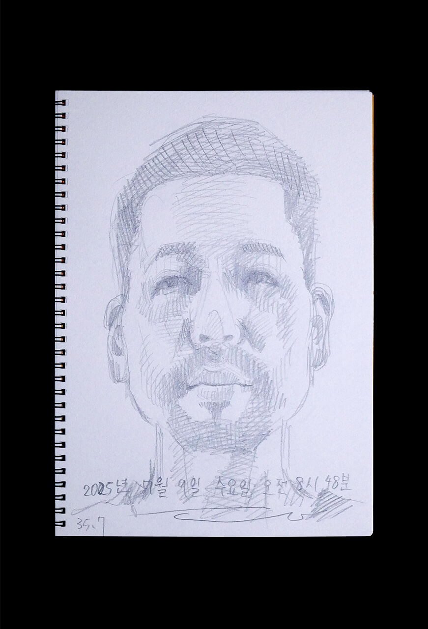Contemporary artist SHINTAKU Tomoni's 2025/7/9 Self-portrait or pencil drawing