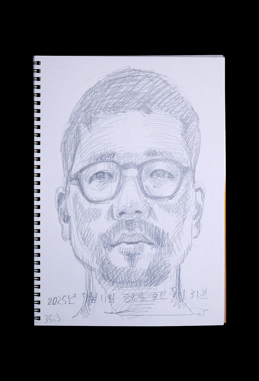 Contemporary artist SHINTAKU Tomoni's 2025/7/11 Self-portrait or pencil drawing