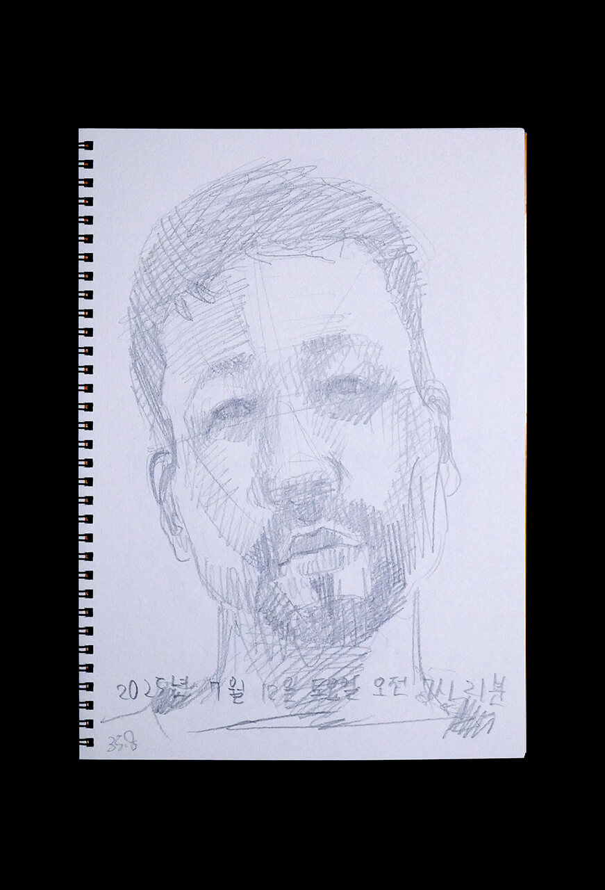 Contemporary artist SHINTAKU Tomoni's 2025/7/12 Self-portrait or pencil drawing