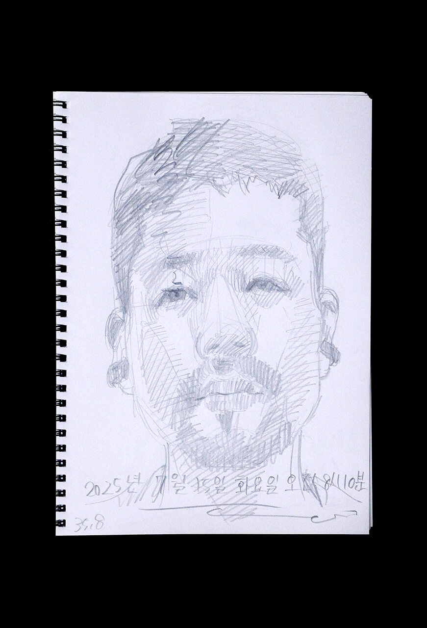 Contemporary artist SHINTAKU Tomoni's 2025/7/15 Self-portrait or pencil drawing